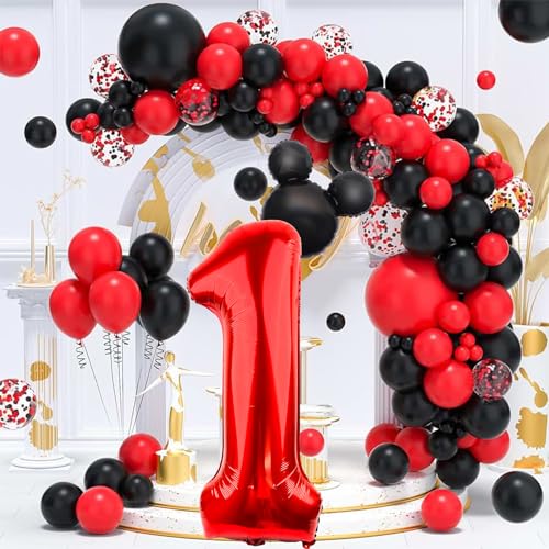 LEBERY 40 Inch Mouse Number 1 Balloon Black Red 1 Balloons for 1st Birthday, Mini Mouse Head Balloon Red Giant Number One Balloons for Mouse Clubhouse Baby Shower Anniversary Supplies Decorations - Image 4