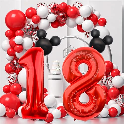 LEBERY 40 Inch Mouse Number 1 Balloon Black Red 1 Balloons for 1st Birthday, Mini Mouse Head Balloon Red Giant Number One Balloons for Mouse Clubhouse Baby Shower Anniversary Supplies Decorations - Image 2