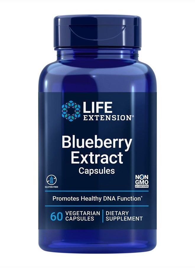 Life Extension - Blueberry Extract Capsules - Whole Fruit Wild Blueberry Extract Supplement Pills- For Brain Health Support - Non-GMO, Gluten-Free ,Vegetarian - 60 Capsules - Image 1