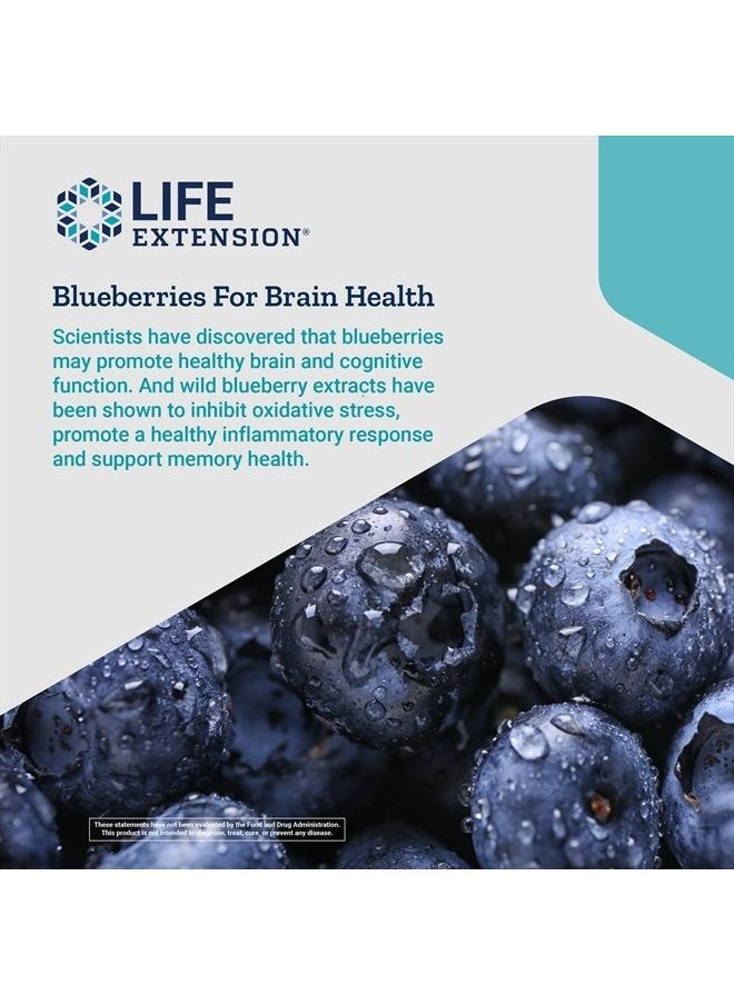 Life Extension - Blueberry Extract Capsules - Whole Fruit Wild Blueberry Extract Supplement Pills- For Brain Health Support - Non-GMO, Gluten-Free ,Vegetarian - 60 Capsules - Image 1