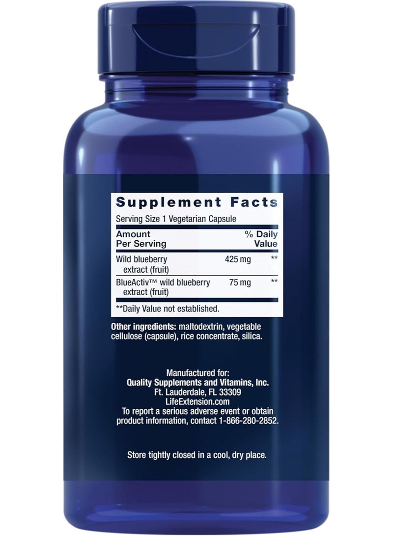 Life Extension كبسولات مستخلص التوت الأزرق - حبوب مكملات مستخلص التوت الأزرق البري الكامل - لدعم صحة الدماغ - خالية من الكائنات المعدلة وراثيًا وخالية من الجلوتين ونباتية - 60 كبسولة - Image 2