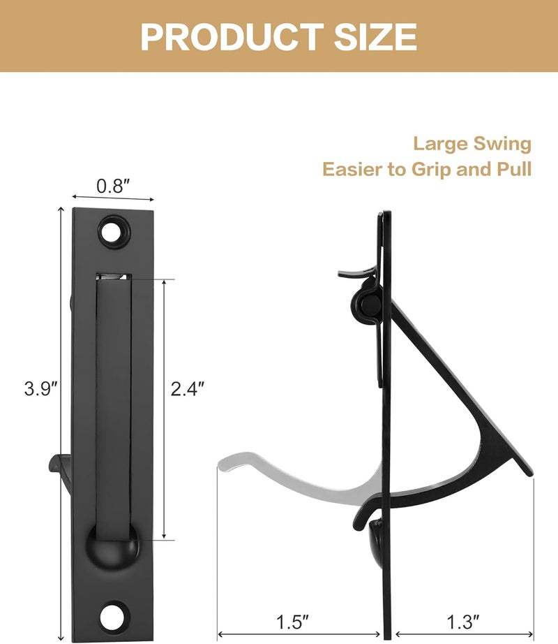 Lethato 2 Packs Pocket Pull Handle, Matte Black Pocket Door Pull, Solid Flush Edge Handle, Pocket Door Hardware - Image 3