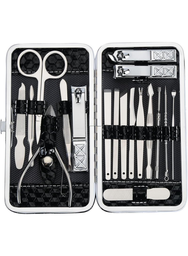 Manicure Set Pedicure Kit Nail Clippers Professional Grooming Tools, Multipurpose Scissor Cutters Knives Tweezer with Luxury Leather Travel Case 18 pieces Utility by Tronsnic (Blue) - Image 1