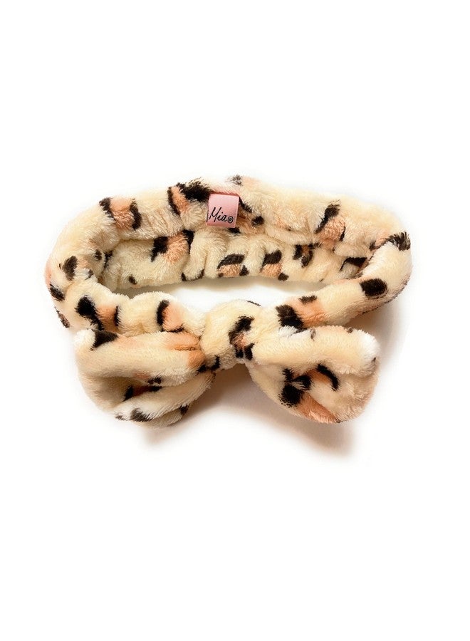 Mia Beauty Face Washing Headband Face Cleansing + Fashion Hair Accessory Soft + Squishy Headband For Women Teens Girls Makeup Artists Leopard Animal Print + Bow - Image 1