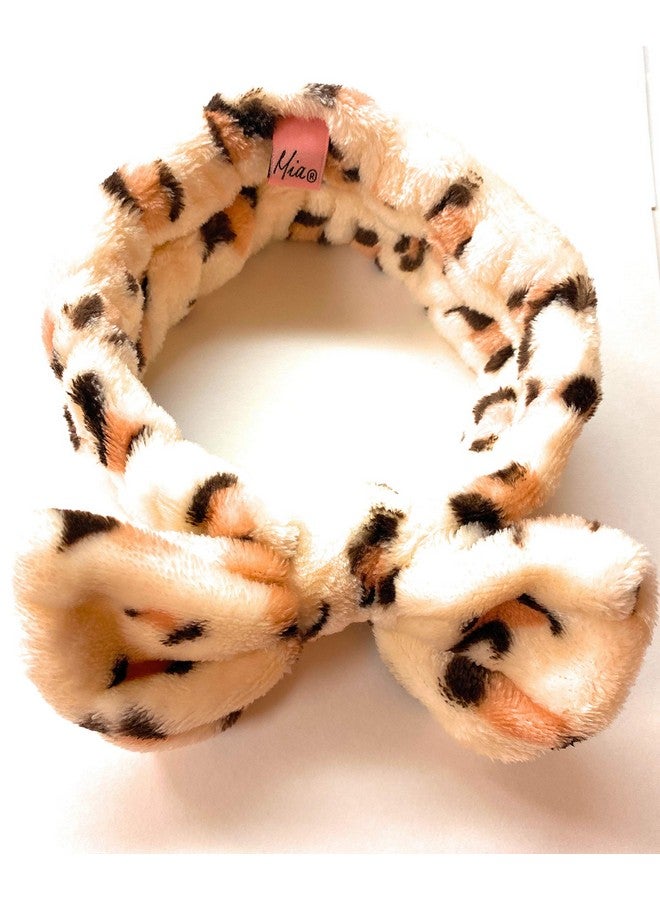 Mia Beauty Face Washing Headband Face Cleansing + Fashion Hair Accessory Soft + Squishy Headband For Women Teens Girls Makeup Artists Leopard Animal Print + Bow - Image 2