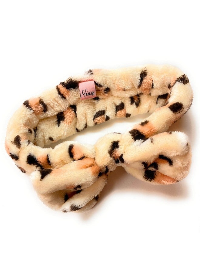 Mia Beauty Face Washing Headband Face Cleansing + Fashion Hair Accessory Soft + Squishy Headband For Women Teens Girls Makeup Artists Leopard Animal Print + Bow - Image 3