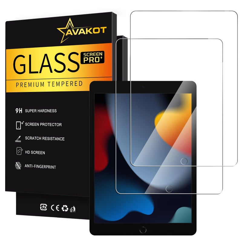 avakot 2 Pack Screen Protector for iPad 10.2, Tempered Glass Film Compatible with iPad 9th Generation 10.2 Inch 2021/2020/2019 Anti-Scratch Sensitive Dropproof Screen Protector for iPad 8th/7th Gen - Image 1