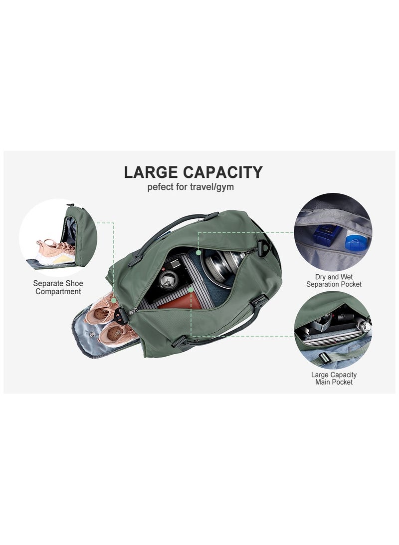 XICEN Large Duffel Bag Gym Bag Travel Luggage Independent shoe Compartment Dry and Wet Separation,Waterproof Clothing Storage Folding Bag For Fitness Travel Sport Yoga,Outdoor Sport Duffel Bag,travel handbag(Jungle green)  - Image 5
