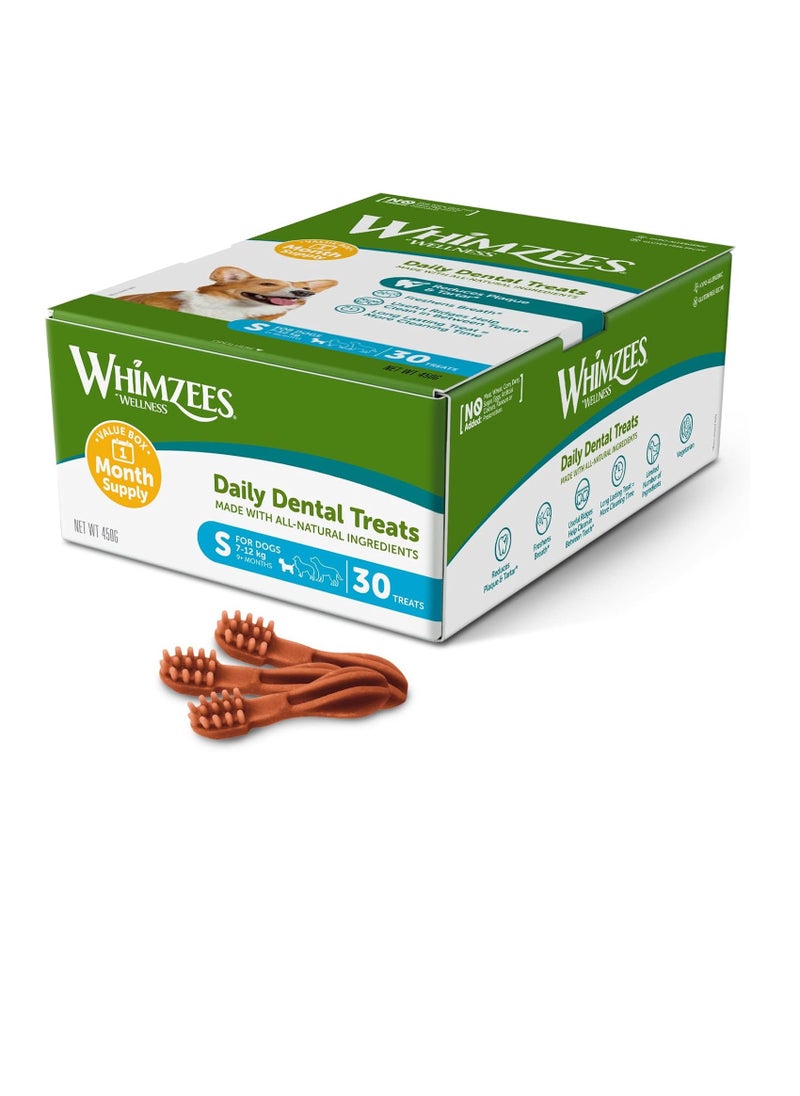 WHIMZEES By Wellness Toothbrush Month Box Natural and Grain Free Dog Chews Dog Dental Sticks for Small Breeds 30 Pieces One Month Supply Size S  - Image 2