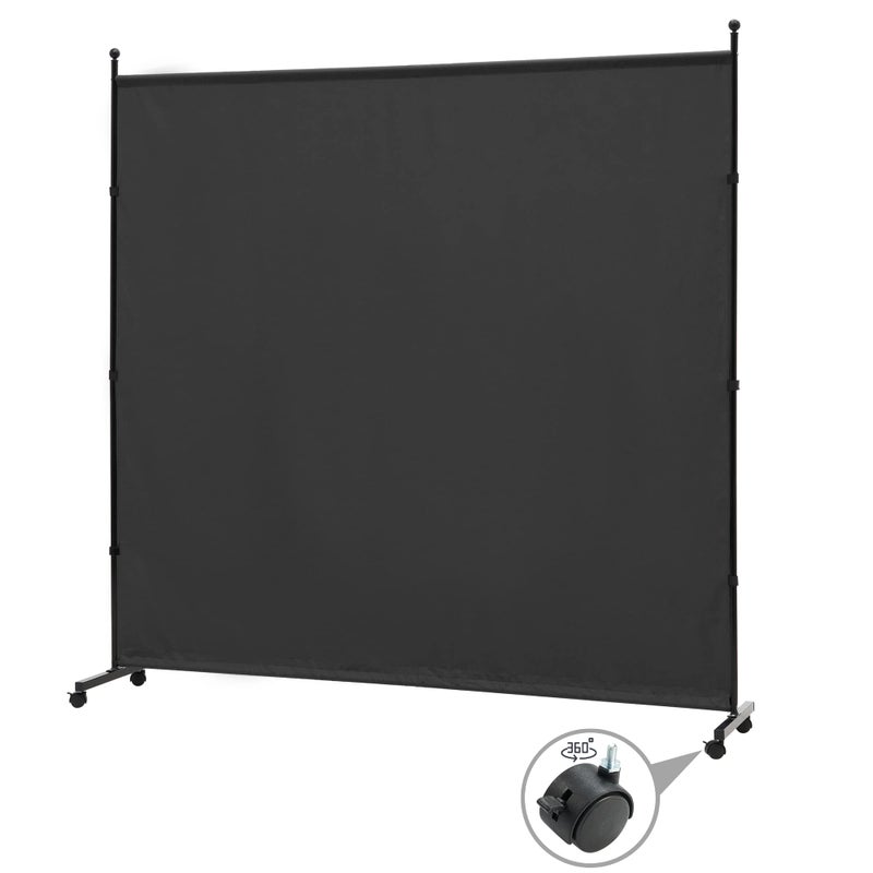 SIMFLAG 6FT Single Panel Room Divider with WheelsRolling Fabric Room Dividers for Partition Privacy ScreensFreestanding Wall Divider for Home OfficeRestaurantHospitalBlack