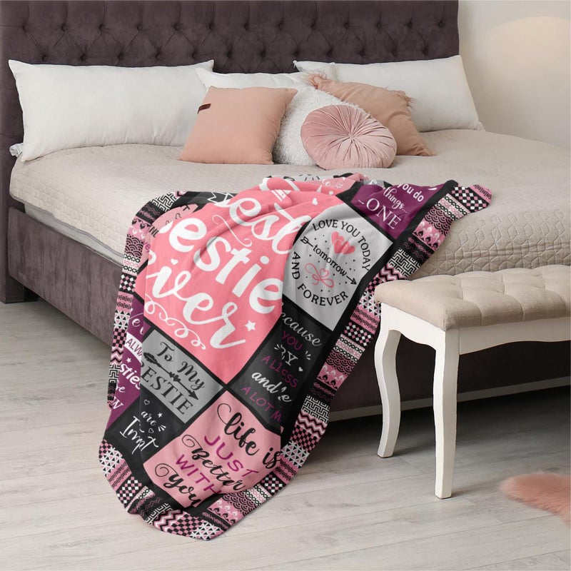 Mcurore هدايا Mcurore Bestie للنساء بطانية 60 "" X50 "" أفضل هدايا عيد ميلاد أفضل صديق للمرأة للنساء - Image 4