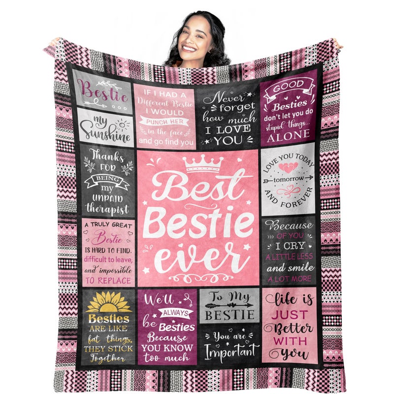 Mcurore هدايا Mcurore Bestie للنساء بطانية 60 "" X50 "" أفضل هدايا عيد ميلاد أفضل صديق للمرأة للنساء - Image 1