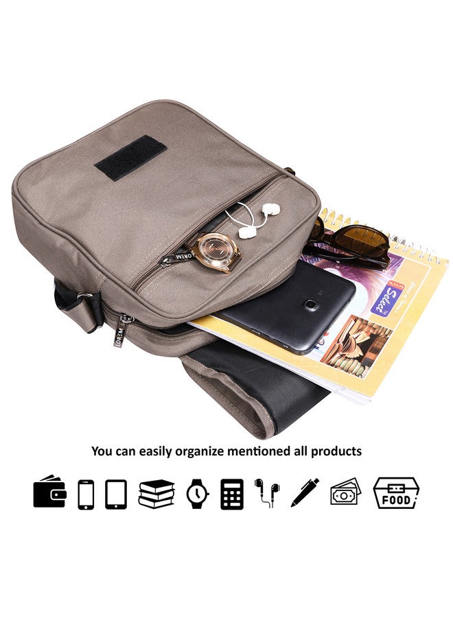 LOREM PVC Coated Matty Fabric Cross Body Messenger Bag in Grey - Image 5