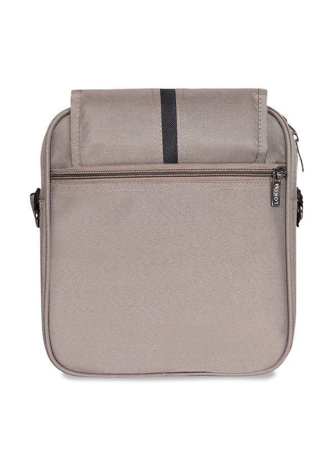 LOREM PVC Coated Matty Fabric Cross Body Messenger Bag in Grey - Image 3