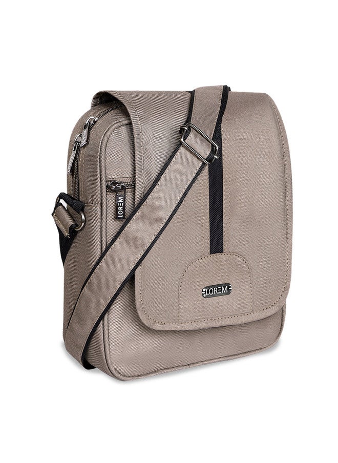 LOREM PVC Coated Matty Fabric Cross Body Messenger Bag in Grey - Image 2