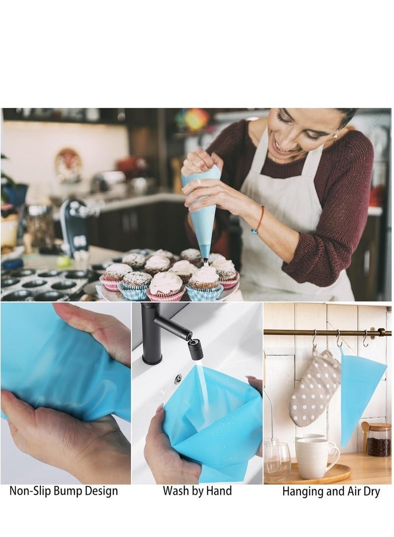100 Piece 12 Inch Disposable Piping Bags and Tips Set, 12 Frosting Tips,2 Reusable Piping Bags, 2 Couplers, 2 Bag Ties & 3 Cake Scrapers, Cake Icing Kit - Image 2