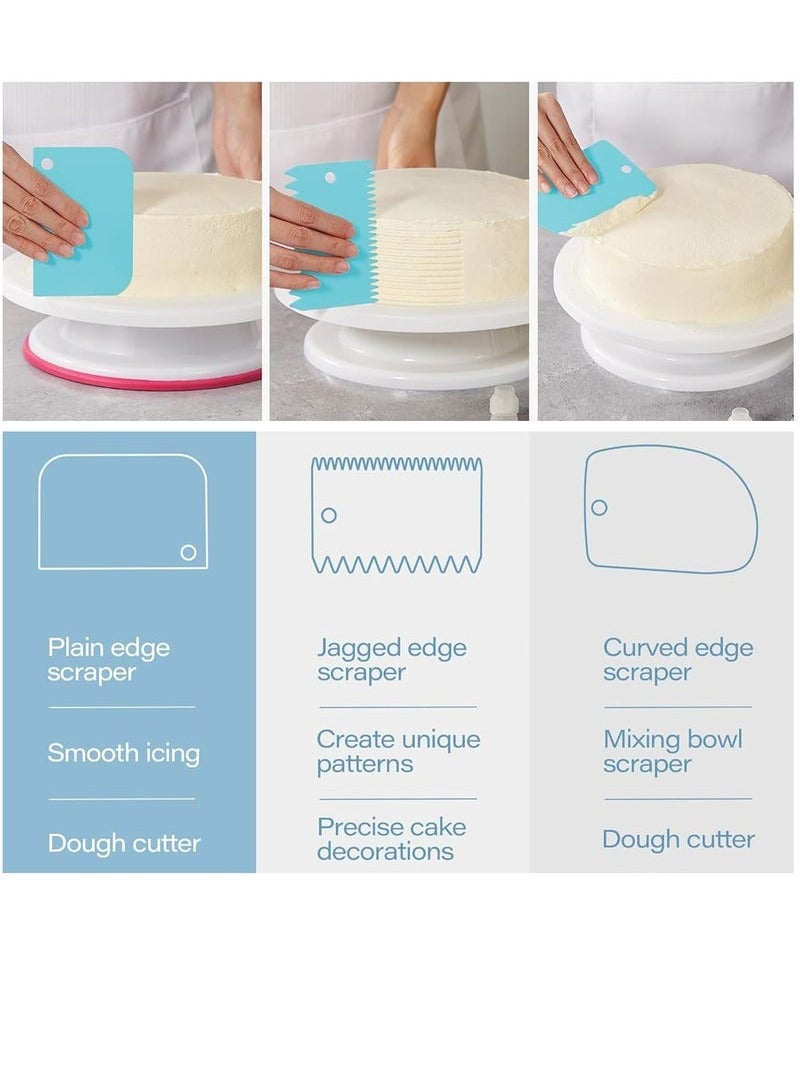 100 Piece 12 Inch Disposable Piping Bags and Tips Set, 12 Frosting Tips,2 Reusable Piping Bags, 2 Couplers, 2 Bag Ties & 3 Cake Scrapers, Cake Icing Kit - Image 3
