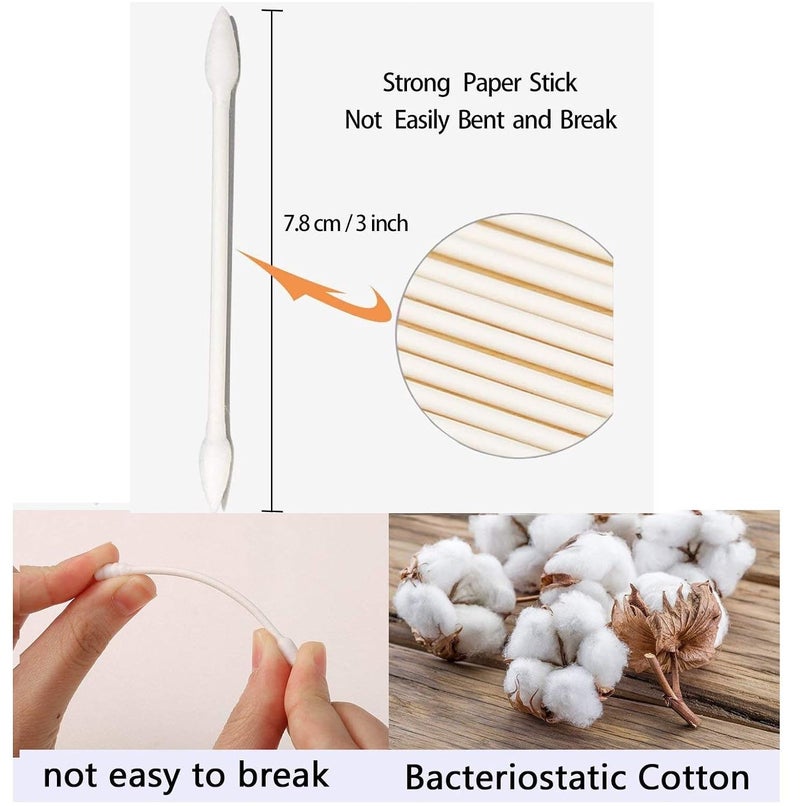 Rayhee 800 Pieces Cotton Swabs, Double Precision Tips with Paper Stick, 4 Packs, 200 Pieces 1 Pack (Double-Pointed Shape) - Image 4