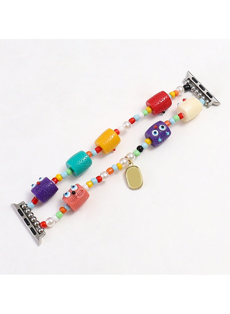 Cartoon 38/40/41mm Universal Compatible With Apple Watch, Suitable For Both Men And Women, Elastic Rope Beaded Cartoon Watch Strap Wristband Compatible With Iwatch 1-8/Ultra/Se - Image 1