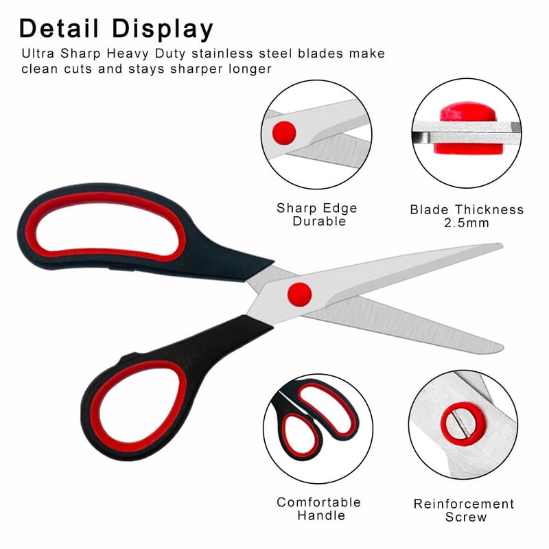 Aksiko Scissors, 2 Pack 7.5 inch Scissors for Office and Home, Scissor All Purpose for School Fabric Craft Supplies Use - Image 3