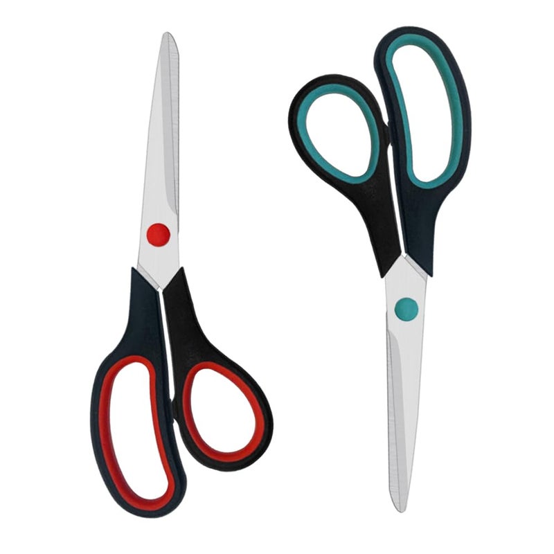 Aksiko Scissors, 2 Pack 7.5 inch Scissors for Office and Home, Scissor All Purpose for School Fabric Craft Supplies Use - Image 1