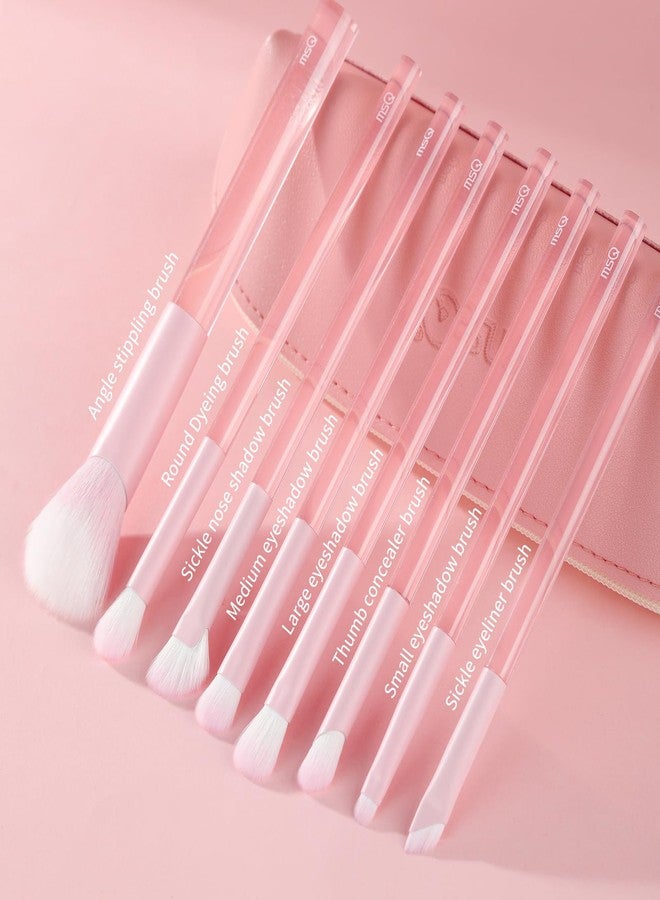 MSQ Make Up Brushes 8Pcs Powder Brushes Synthetic Hair Makeup Brush Set for Blending Stippling Eyeshadow Eyeliner Concealer Nose Shadow, Peach - Image 2