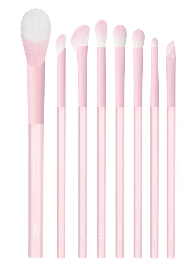 MSQ Make Up Brushes 8Pcs Powder Brushes Synthetic Hair Makeup Brush Set for Blending Stippling Eyeshadow Eyeliner Concealer Nose Shadow, Peach - Image 1