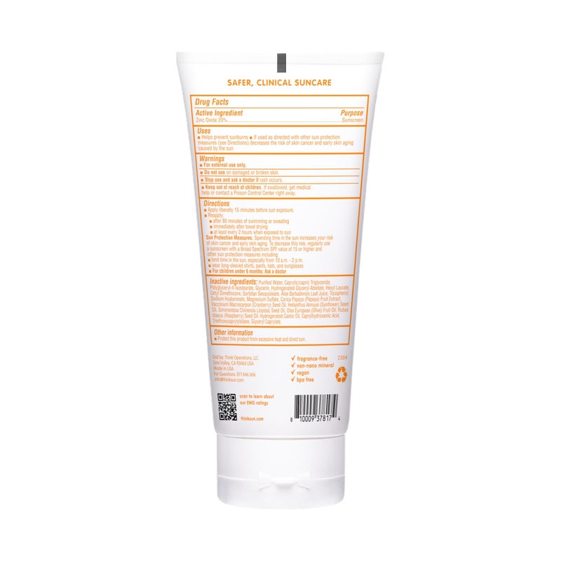 Thinkbaby Mineral Sunscreen, SPF 30 Clear Zinc Oxide Baby Sun Screen, 6 Fl Oz, Natural, Water Resistant, Reef Safe, Vegan, Broad Spectrum UVA/UVB Protection - Image 3