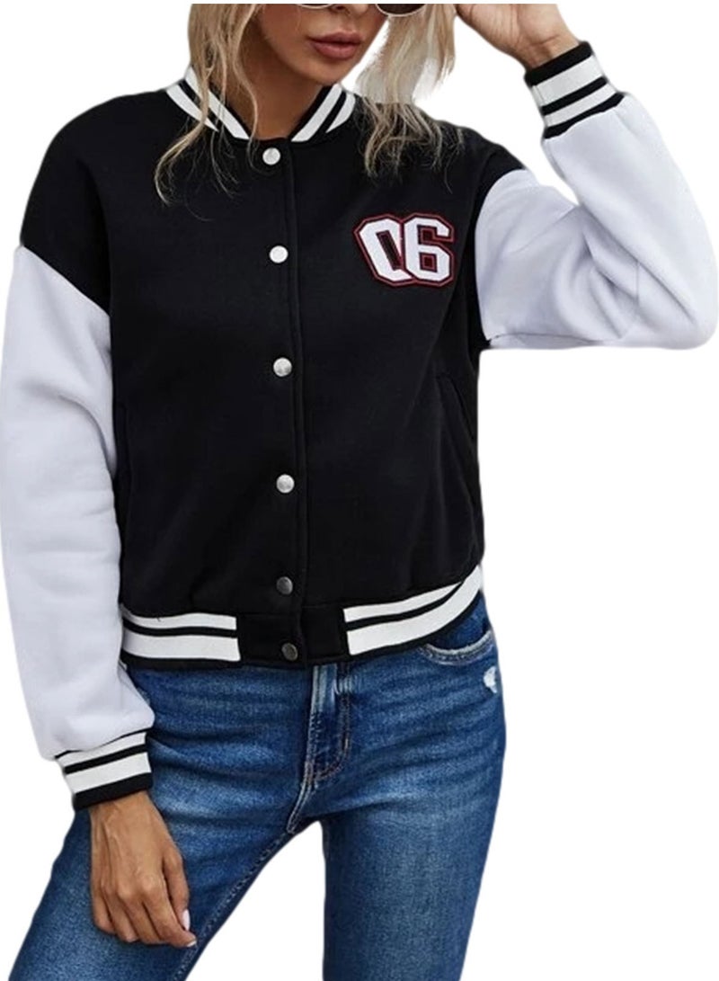 NIBEMINENT سترة بيسبول نسائية قصيرة ومعطف بومبر ملون بأزرار وسترات جامعية مطرزة بشعار Y2K Streetwear - Image 2