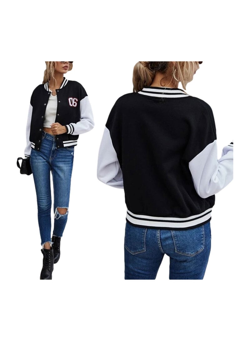 NIBEMINENT سترة بيسبول نسائية قصيرة ومعطف بومبر ملون بأزرار وسترات جامعية مطرزة بشعار Y2K Streetwear - Image 3