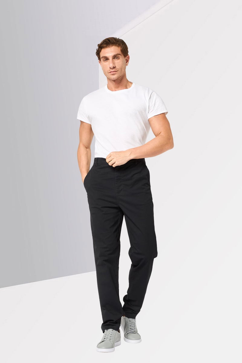 DKNY Men Regular Fit Plain Chino Pants, Black - Image 2