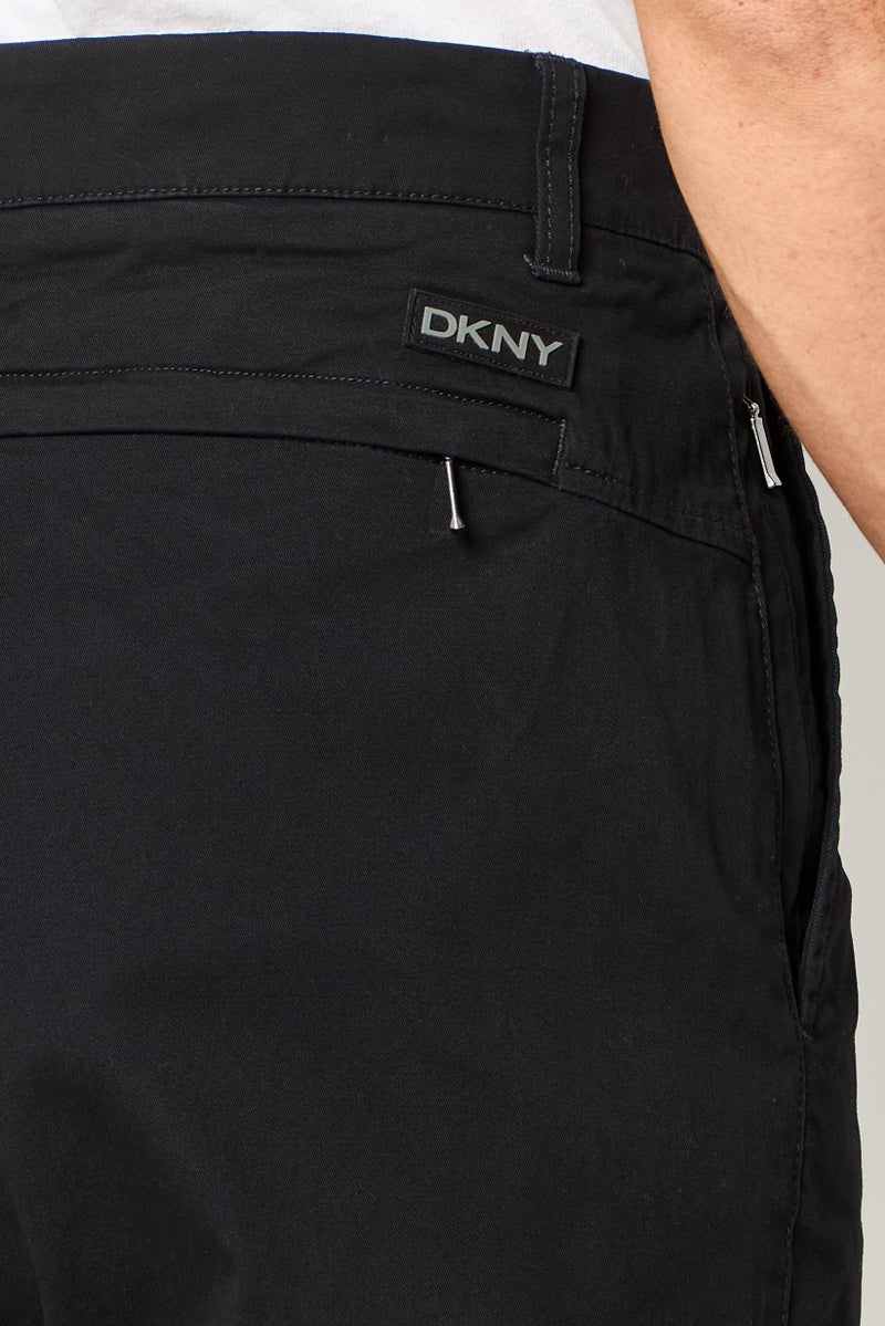 DKNY Men Regular Fit Plain Chino Pants, Black - Image 3