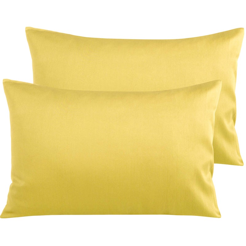 NTBAY Egyptian Cotton Queen Pillowcases - Set of 2  500 Thread Count Cotton Pillowcases - Soft and Breathable Envelope Closure Pillow Cases - 20x30 Pillow Covers for Bed  Mustard Yellow - Image 1
