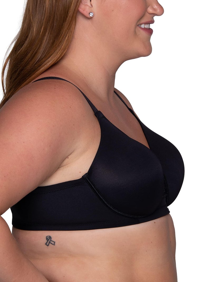 Vanity Fair Womens Full Figure Beauty Back Smoothing Bra, 4-way Stretch Fabric, Lightly Lined Cups Up To H Bra, Wirefree - Black, 42D US - Image 2