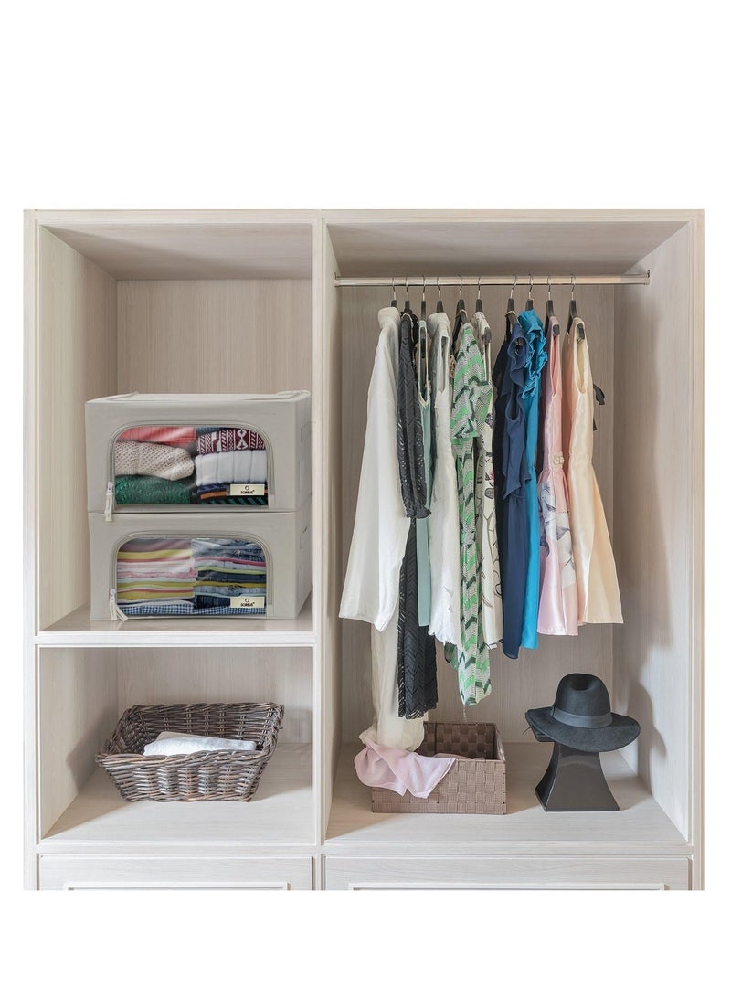 DUNISO Sorbus Storage Bins with Metal Frame - Stackable & Foldable Clothes Organizer Bags - Oxford Fabric Storage Containers with Large Clear Window & Carry Handles, Bedroom Organization for Bedding & Linen - Image 5