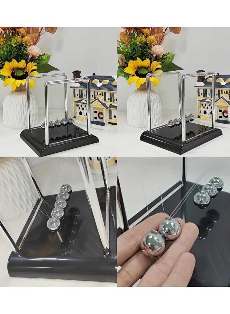 Loquat Newton’s fan . balance ball toy . stainless steel decor . office stress relief . kinetic desk toy . creative energy gift . home decoration . science lover gift . motion sculpture . modern desk acces - Image 1