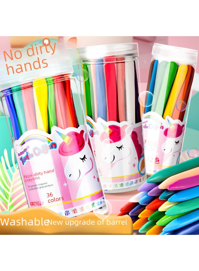 mriya Children's Non-dirty Hand Crayon Student Graffiti Oil Painting Stick Washable Triangle Pole Plastic Crayon - Image 2