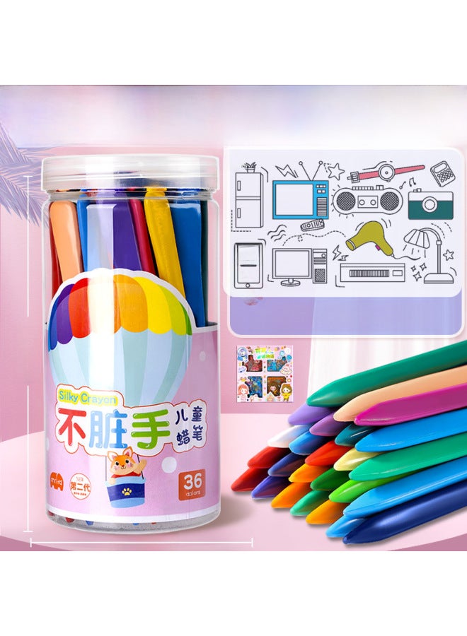 mriya Children's Non-dirty Hand Crayon Student Graffiti Oil Painting Stick Washable Triangle Pole Plastic Crayon - Image 1