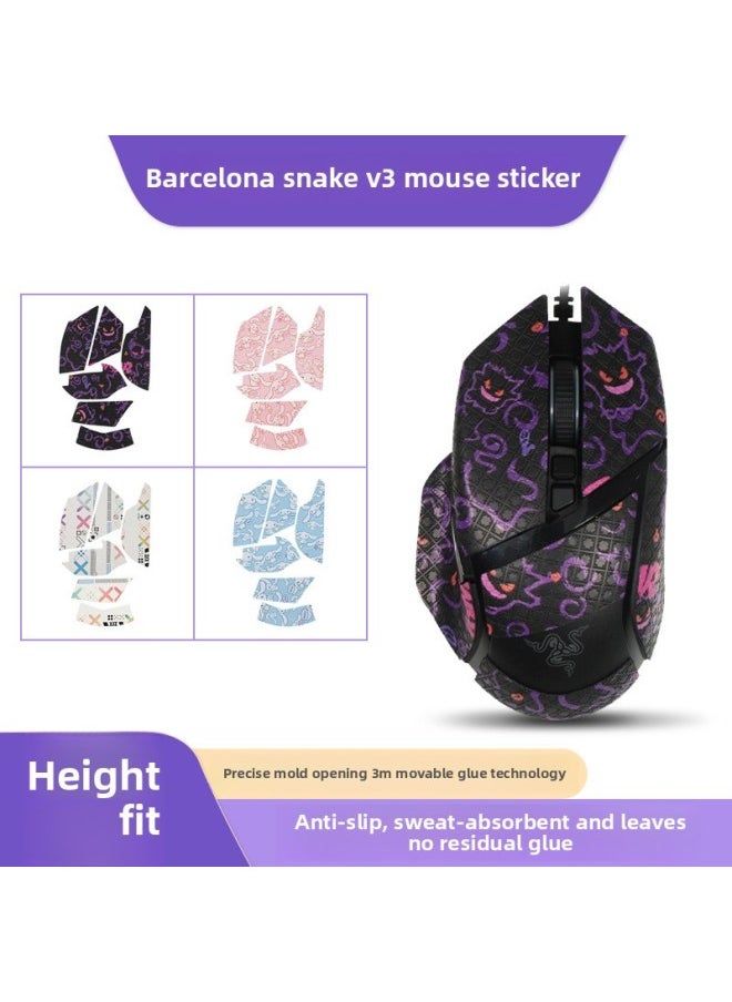 Generic - For Thundersnake Barcelis Snake V3Pro Mouse Sticker V3 Anti-slip Sticker Professional Edition Sticker Palm Sweat Sticker-color:[Half Pack] Gradient Color Printed Mouse Sticker - Image 1