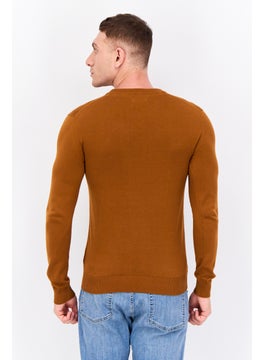 Jules Men Crew Neck Long Sleeves Knitted Sweater, Brown  - Image 2