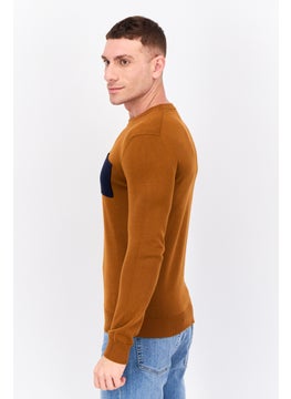 Jules Men Crew Neck Long Sleeves Knitted Sweater, Brown  - Image 4