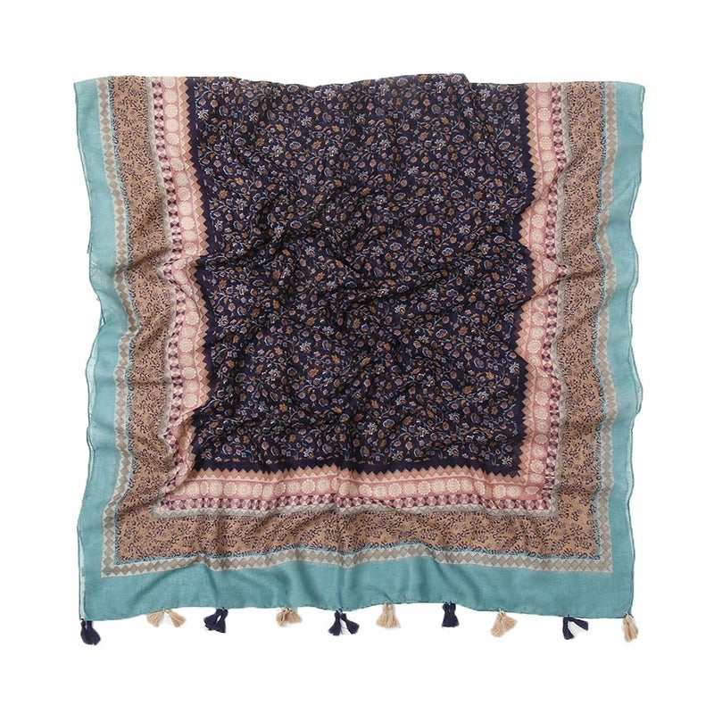 Yeieeo Lightweight Women's Fashion Floral Boho Soft Blanket Oversized Fringed Scarf Wraps Shawl(Floral 10) - Image 4