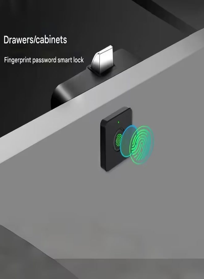 قفل درج ذكي ببصمة الإصبع – فتح بنقرة واحدة، قفل خزائن مزدوج، يدعم حتى 10 بصمات، مصنوع من ABS وسبائك الزنك، يعمل بالبطارية مع منفذ طاقة طارئ Type-C، مثالي لمنازل ومكاتب - Image 4