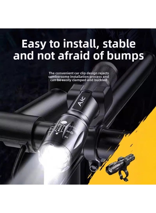 Loquat Bicycle Night Riding Headlight Rechargeable Waterproof Flashlight Focus Long-range Mountain Bike Astigmatism A Batch-Color:Large X5-1 Flashlight + Zoom + Usb Direct Charging + Emergency Mobile Phone - Image 2