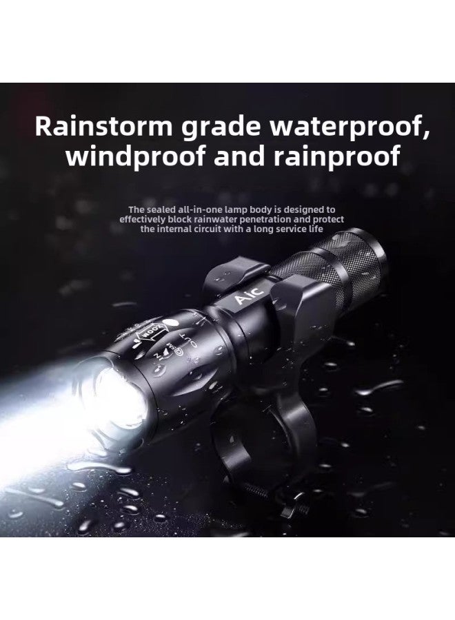 Loquat Bicycle Night Riding Headlight Rechargeable Waterproof Flashlight Focus Long-range Mountain Bike Astigmatism A Batch-Color:Large X5-1 Flashlight + Zoom + Usb Direct Charging + Emergency Mobile Phone - Image 4