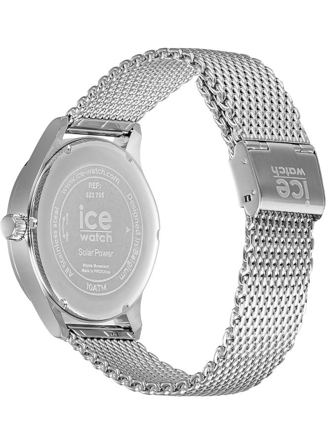 Ice Watch ساعة آيس ووتش - آيس ستيل سولار - ساعة رجالية بحزام معدني (متوسط)، مطلية بالفضة وسوداء، متوسط (43 مم) - Image 4