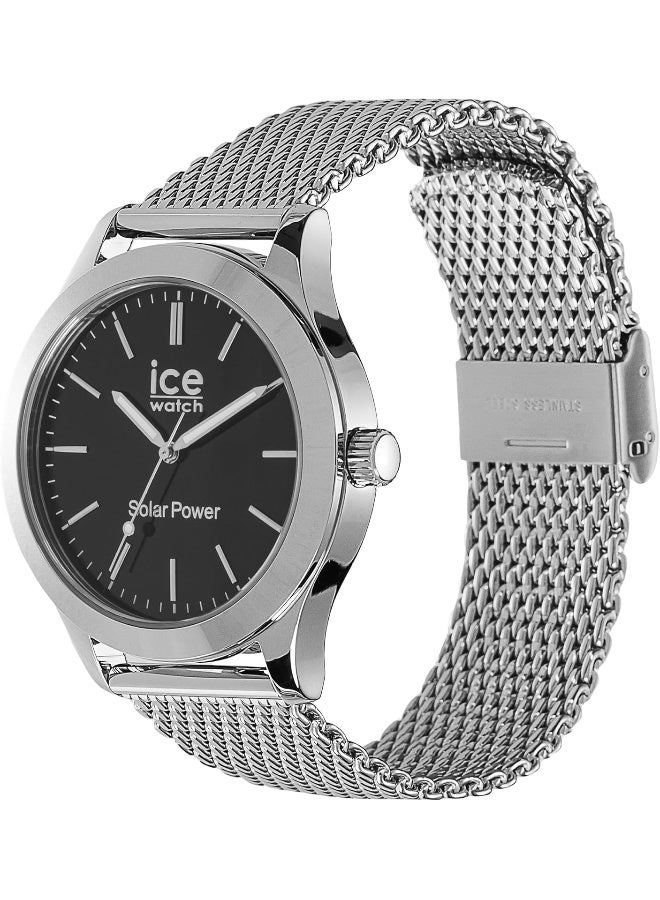 Ice Watch ساعة آيس ووتش - آيس ستيل سولار - ساعة رجالية بحزام معدني (متوسط)، مطلية بالفضة وسوداء، متوسط (43 مم) - Image 2