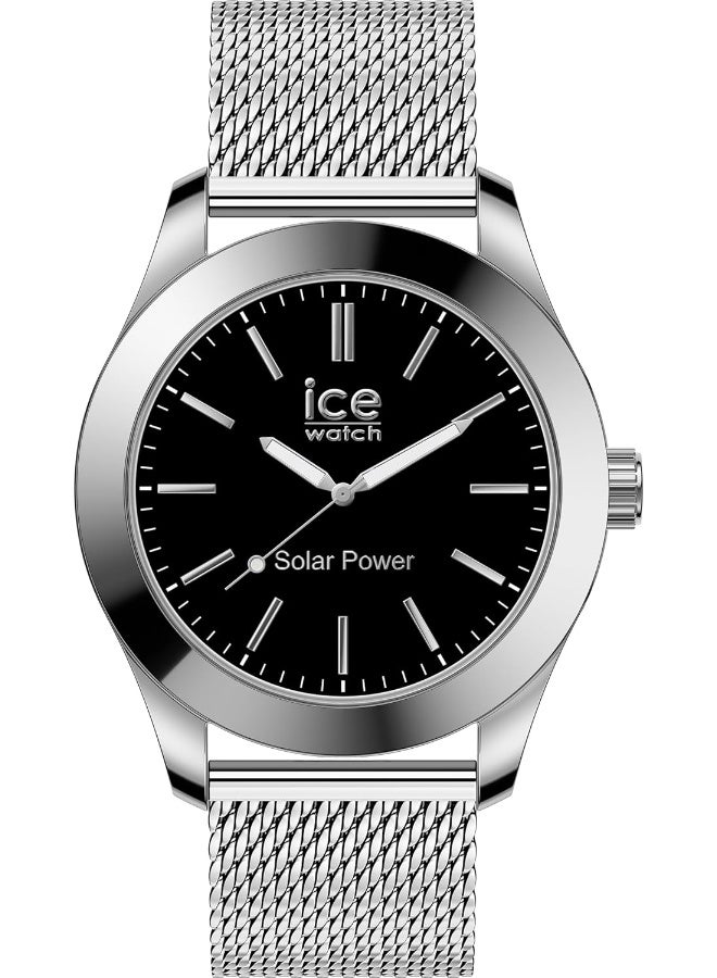Ice Watch ساعة آيس ووتش - آيس ستيل سولار - ساعة رجالية بحزام معدني (متوسط)، مطلية بالفضة وسوداء، متوسط (43 مم) - Image 1