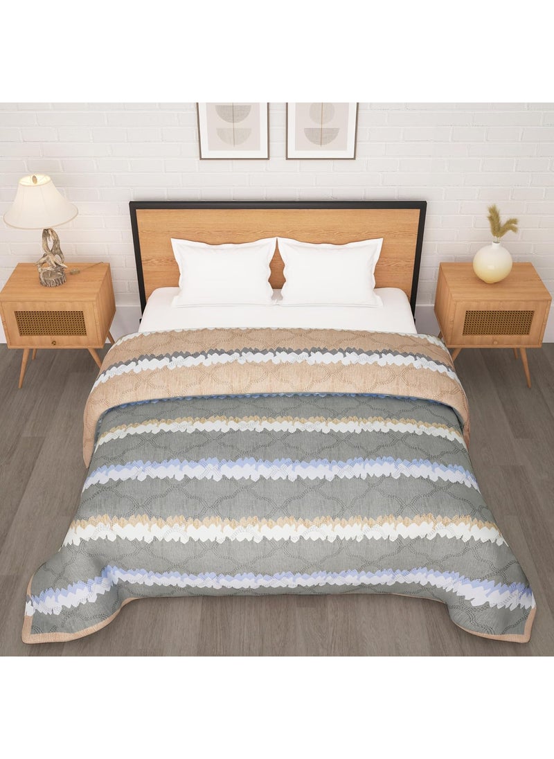 Story@Home Story@Home Comforter Single Bed | 180GSM Microfiber Blanket Double Bed | 220X 250cm | AC Comforter Double Bed | Teal & White Blanket | Motif Pattern | Quilt | Duvet | Dohar | Perfect Festive Gifting  - Image 3