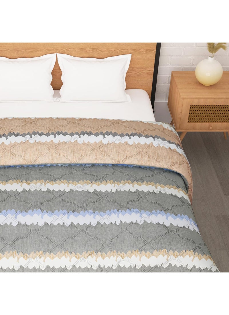 Story@Home Story@Home Comforter Single Bed | 180GSM Microfiber Blanket Double Bed | 220X 250cm | AC Comforter Double Bed | Teal & White Blanket | Motif Pattern | Quilt | Duvet | Dohar | Perfect Festive Gifting  - Image 4